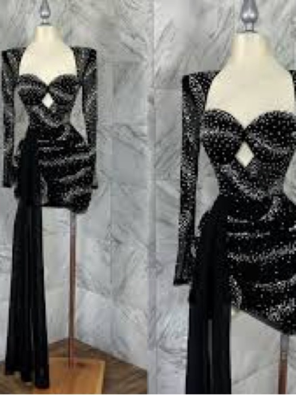 Black Embellished Sweetheart Mini Dress